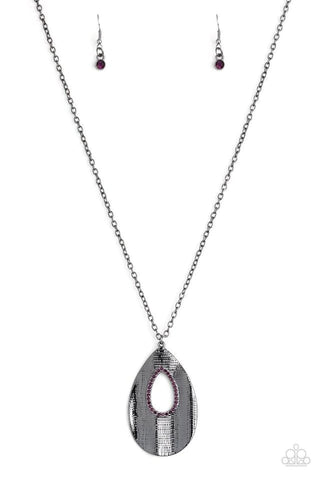 Stop, TEARDROP, and Roll Necklace__Purple