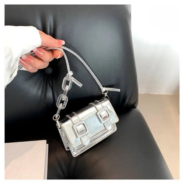 Double the BUCKLE Purse__Silver