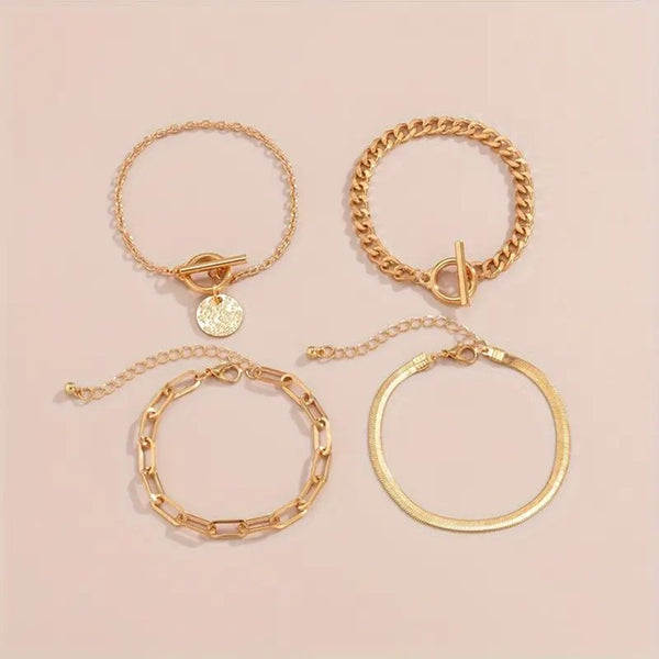 Hang Around FOUR A While Bracelets__Gold