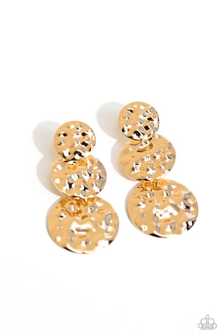 Triple Threat Texture Earrings__Gold