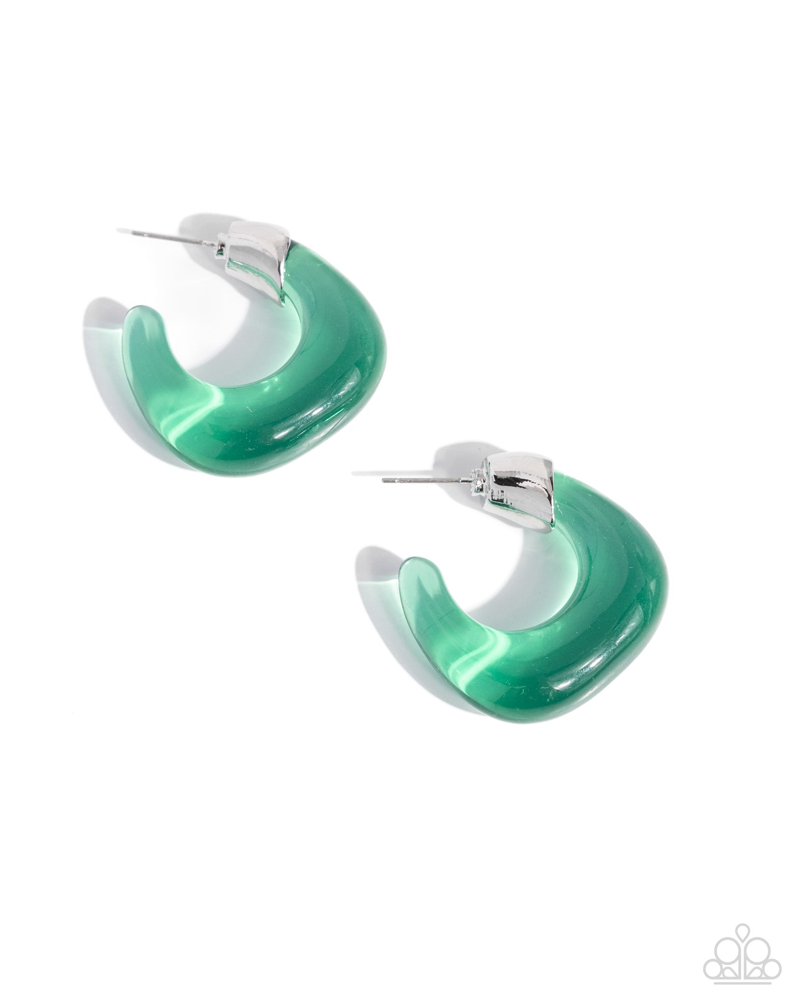 Clear Charm Earrings__ Green