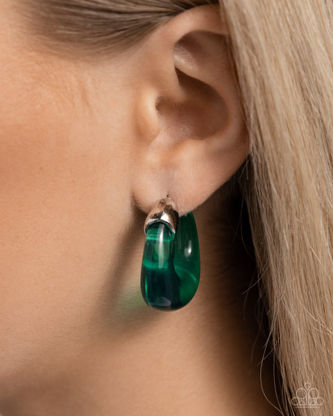 Clear Charm Earrings__ Green