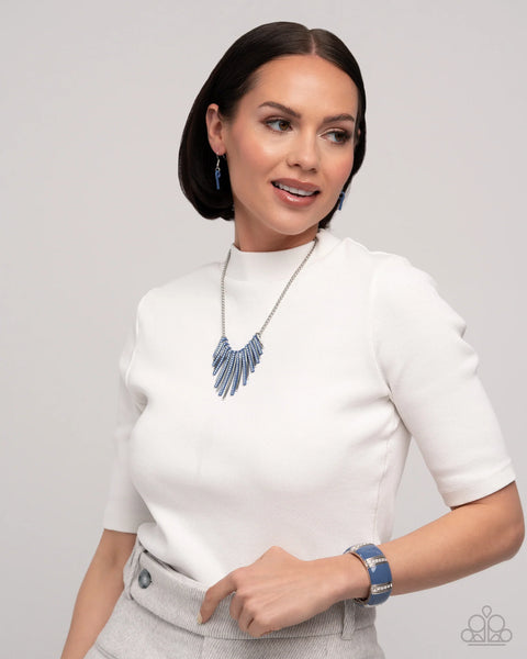 Fashionable Fringe Necklace__Blue