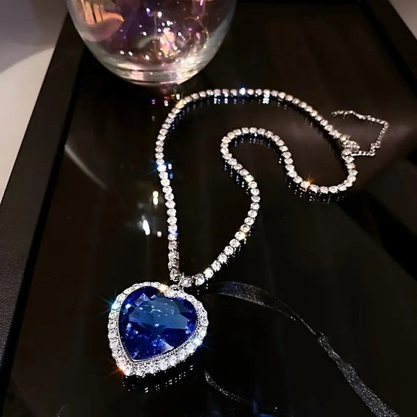 Heart As Big As The Titanic Necklace__Blue