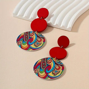 Swirls On A Pallet Earrings__Red