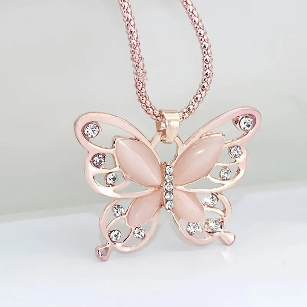 Cat Got Your BUTTERFLY Necklace__Rose Gold