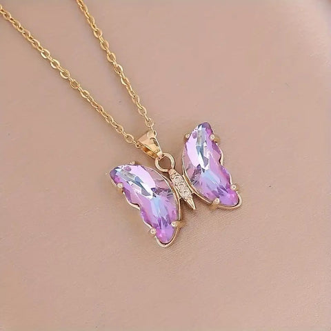 A Butterfly Gathering Necklace__Violet Purple