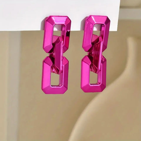 A LINK In My Chain Earrings__Pink
