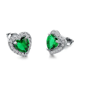 Heart Throb Stud Earrings__Green