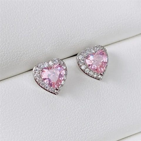 Heart Throb Stud Earrings__Pink