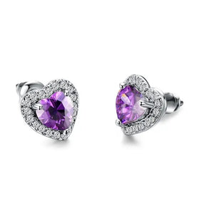 Heart Throb Stud Earrings__Purple