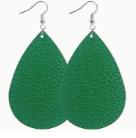 LEATHER As A Feather Earrings__Green