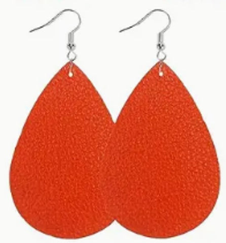 LEATHER As A Feather Earrings__Orange
