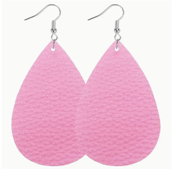 LEATHER As A Feather Earrings__Pink
