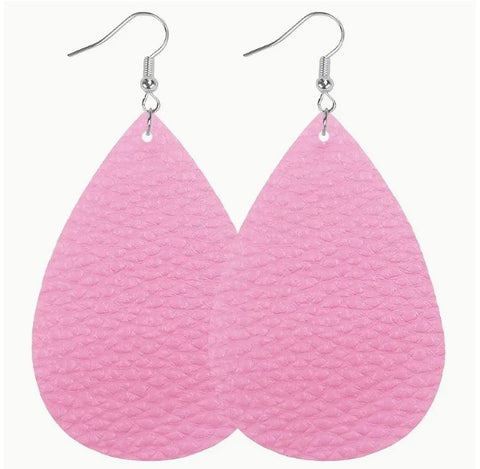 LEATHER As A Feather Earrings__Pink