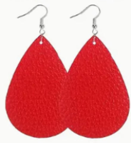 LEATHER As A Feather Earrings__Red