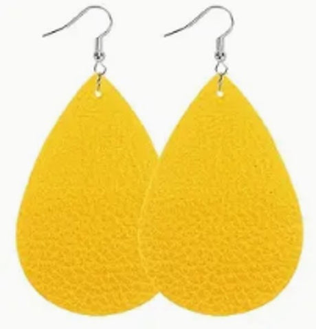 LEATHER As A Feather Earrings__Yellow