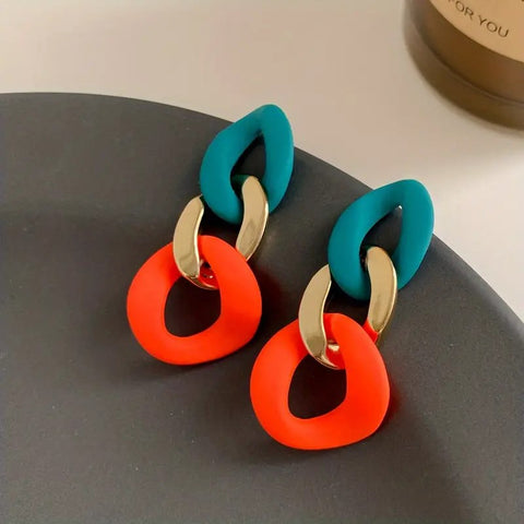 Link To Link Earrings__Blue_Orange_Multi