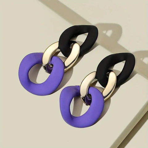 Link To Link Earrings__Black_Purple