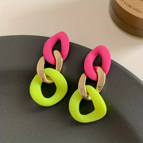 Link To Link Earrings__Pink_Yellow_Multi
