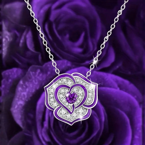 The Heart Of A Rose Necklace__Purple