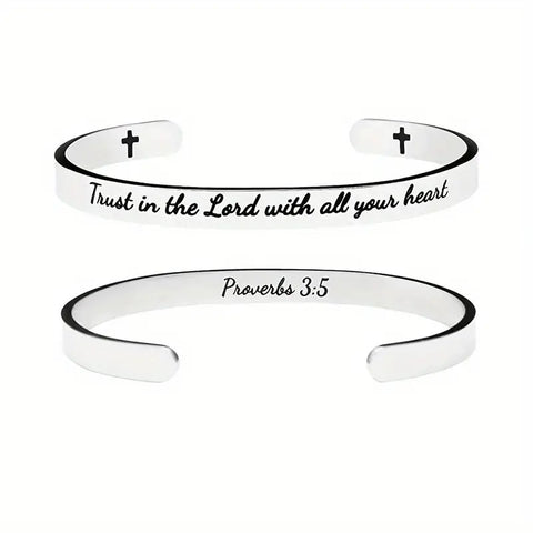 Trust In The Lord Cuff Bracelet__Silver