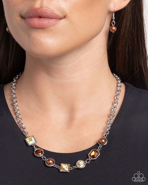 Bejeweled Bravado Necklace__Brown