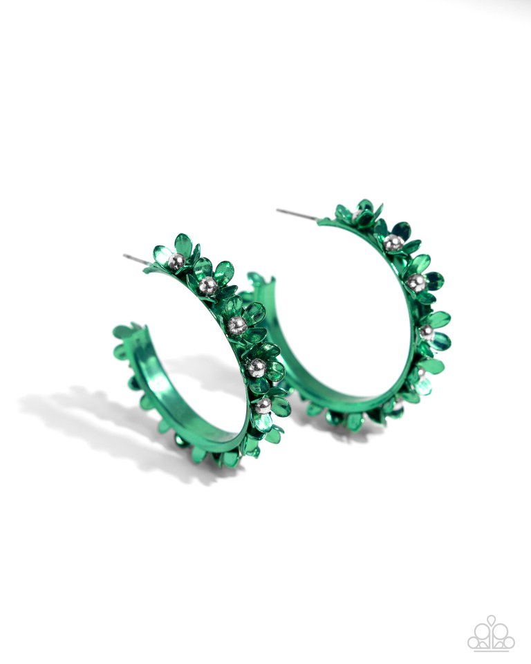 Fashionable Flower Crown Earrings__Green