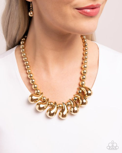 Raindrop Rebel Necklace__Gold