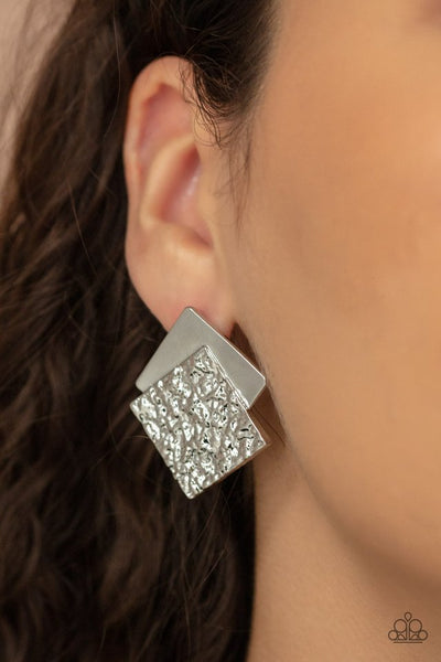 Square With Style Earrings__Silver