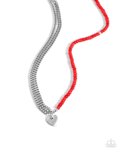 Squared Sweetheart Necklace__Red