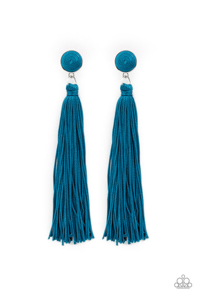 Tightrope Tassel Earrings__Blue