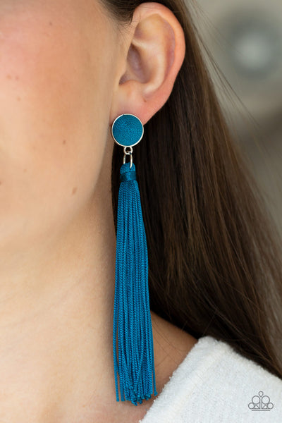 Tightrope Tassel Earrings__Blue
