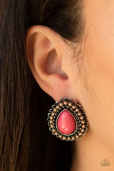 Beaded Blast Earrings__Pink