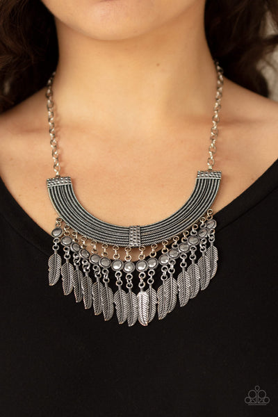 Fierce In Feathers Necklace__Silver