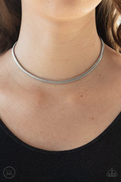 Flat Out Fierce Necklace__Silver Choker