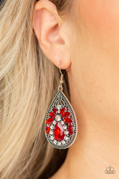 Candlelight Sparkle Earrings__Red