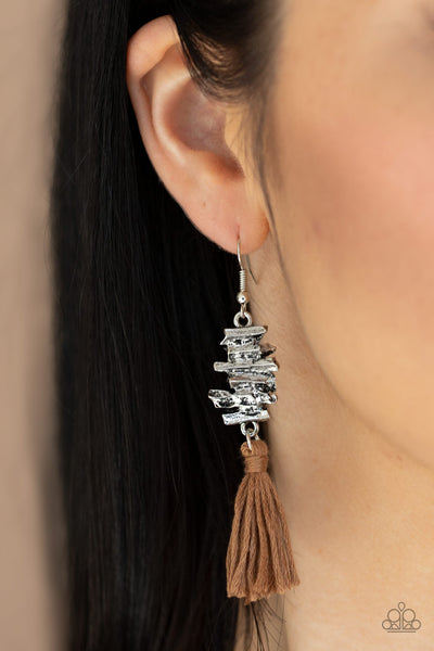 Tiki Tassel Earrings__Brown
