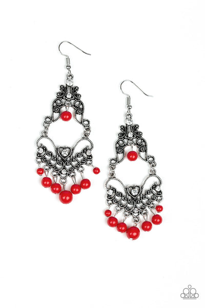 Colorfully Cabaret Earrings__Red