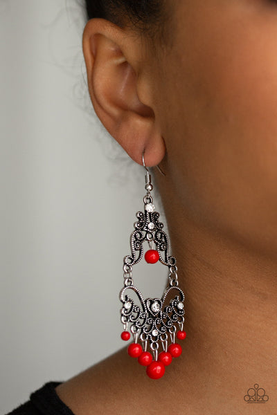 Colorfully Cabaret Earrings__Red