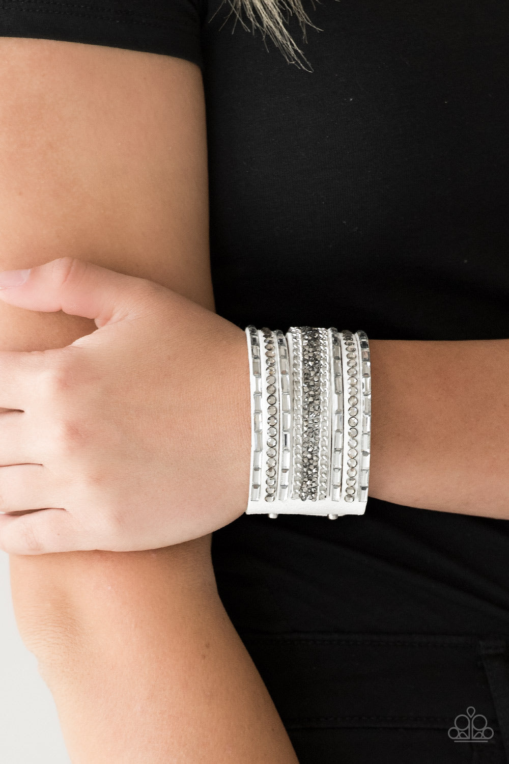 Rhinestone Rumble Bracelet__White