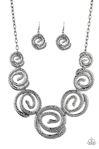 Statement Swirl Necklace__Black