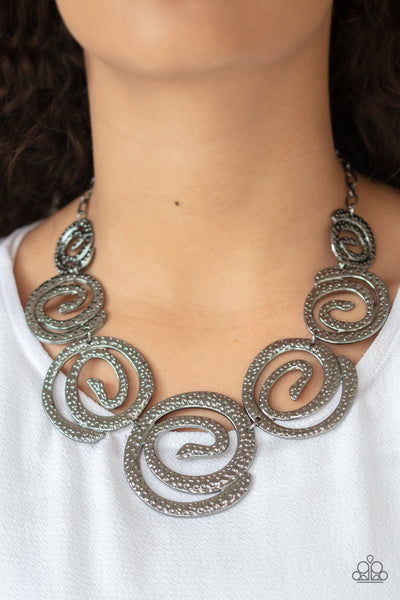 Statement Swirl Necklace__Black