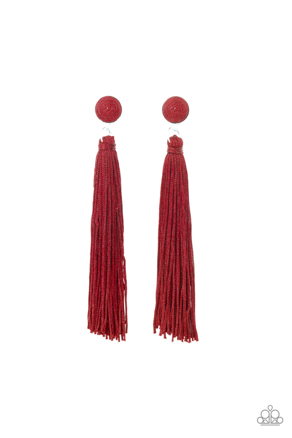 Tightrope Tassel Earrings__Red