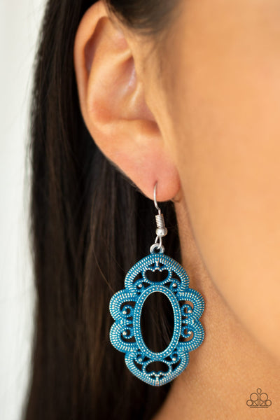 Mantras And Mandalas Earrings__Blue
