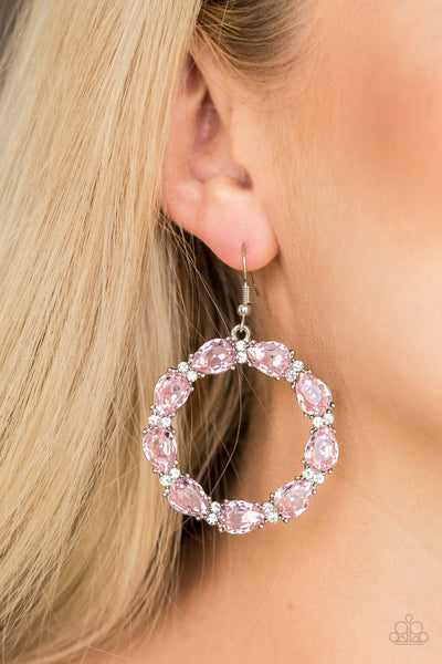 Ring Around The Rhinestone Earrings__Pink