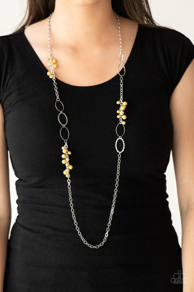 Flirty Foxtrot Necklace__Yellow