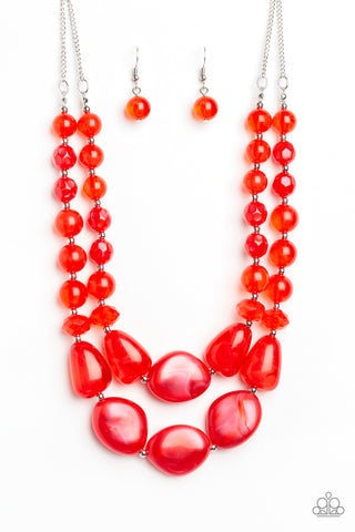 Beach Glam Necklace__Red