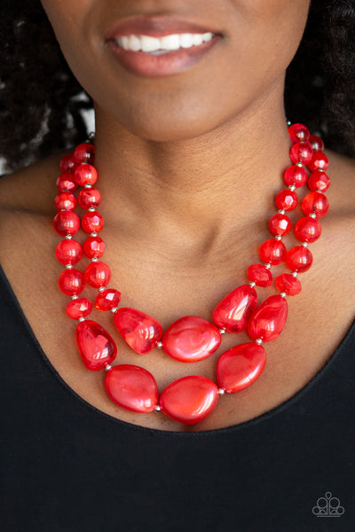 Beach Glam Necklace__Red