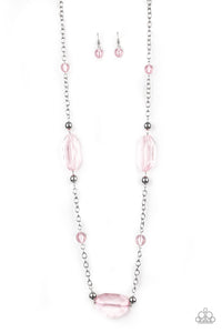 Crystal Charm Necklace__Pink